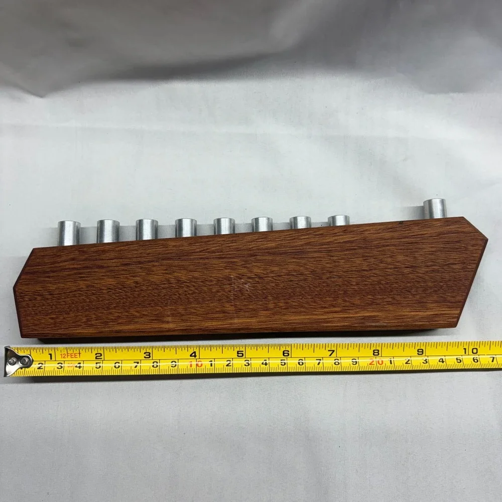 Unbranded Menorah Unisex OS Brown Good MCM Wood Metal Hanukkah Judaica